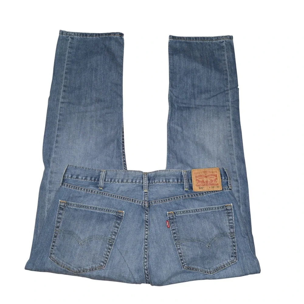 Levis 505 Straight Leg Jeans Mens 38X30 Blue Medium Wash Denim 00505-1087